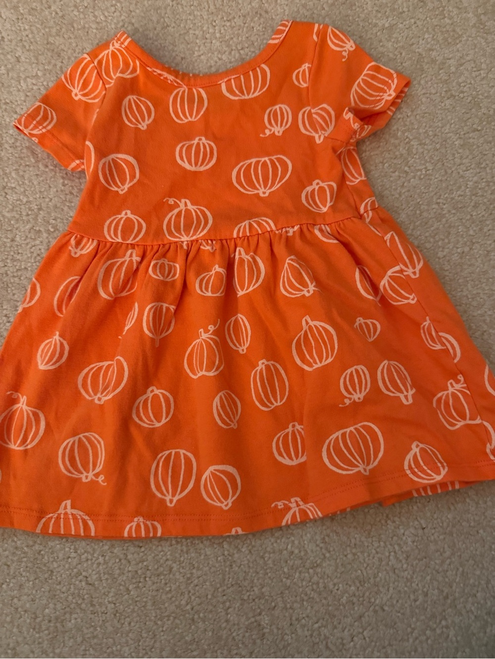 Cat & Jack Orange Pumpkin Print Short Sleeve Dress